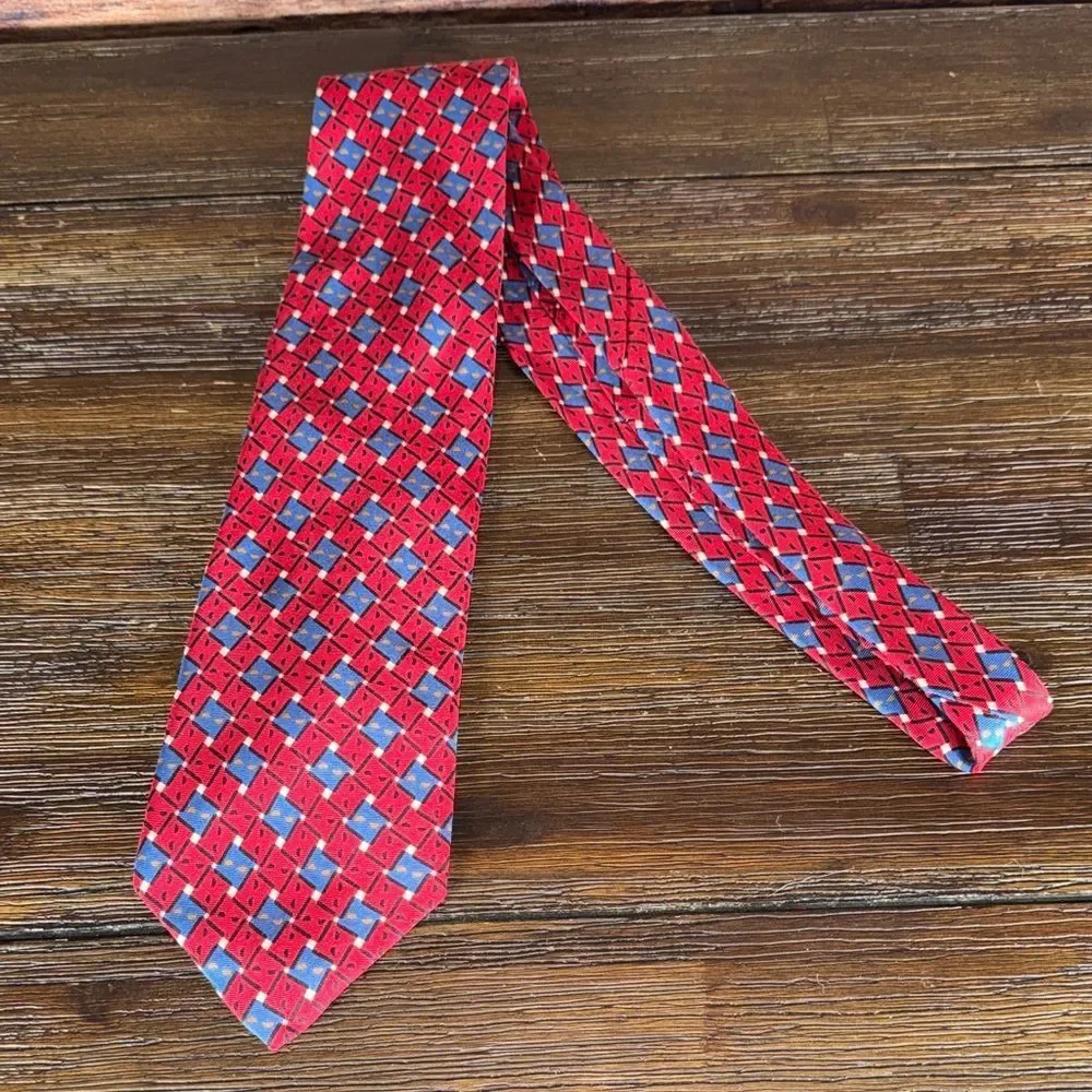 Dior Red and Blue Patterned Tie